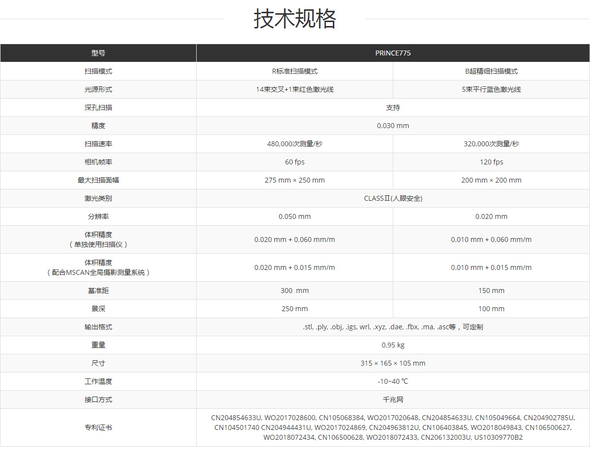 PRINCE775手持式三維掃描儀