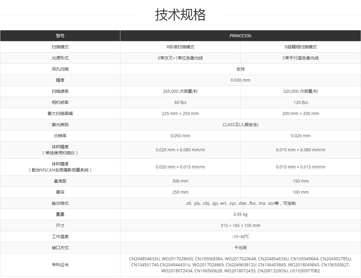 PRINCE335手持式三維掃描儀
